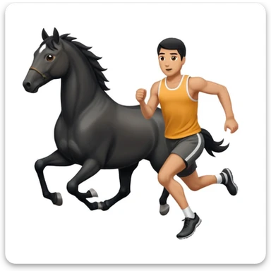 black horse chasing a running man sticker
