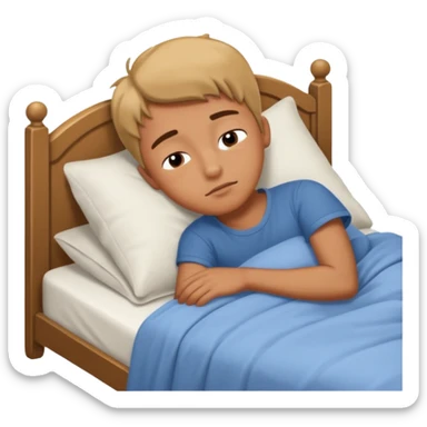 create emoji of a boywho is lying in the bed  in the morning and its time to wake up sticker