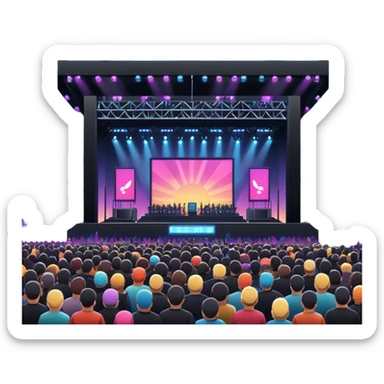 night electronic music festival stage from air sticker