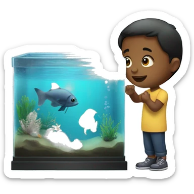 A child with an aquarium.  sticker