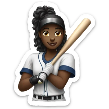 Black girl playing softball  sticker