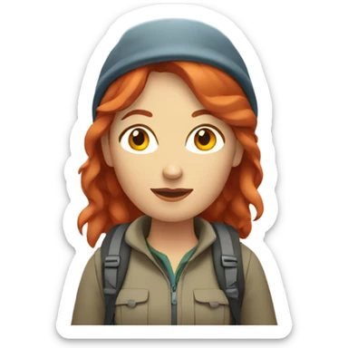 woman hiker with red hair full body sticker