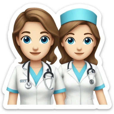 nurse brown hair blue eyes Caucasian stethescope nurse uniform  sticker
