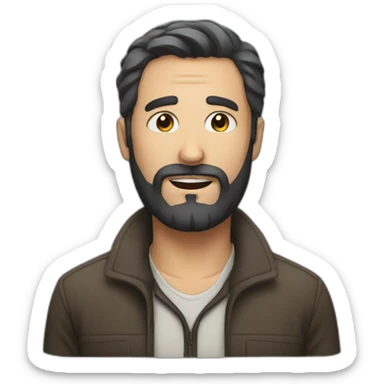 man with beard wants help sticker