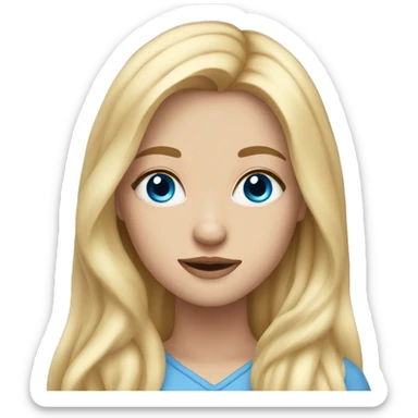 Beautiful girl with long blonde hair and blue eyes sticker