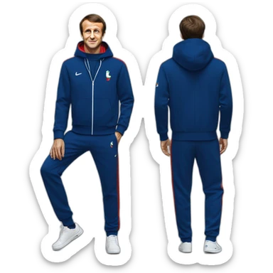 Emmanuel Macron in Lacoste tracksuit sticker