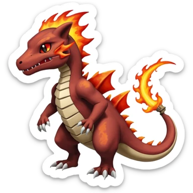 Black and magmatic Marowak-Cubone-Salandit-Charmeleon-fusion (full body) sticker