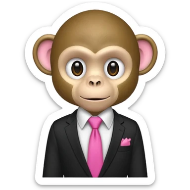  monkey with black shirt,pink tie sticker