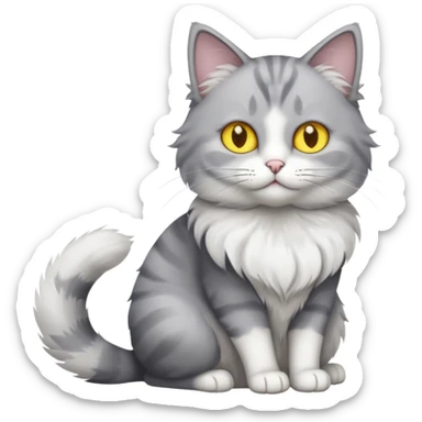 a grey and white cat sitting regally sticker