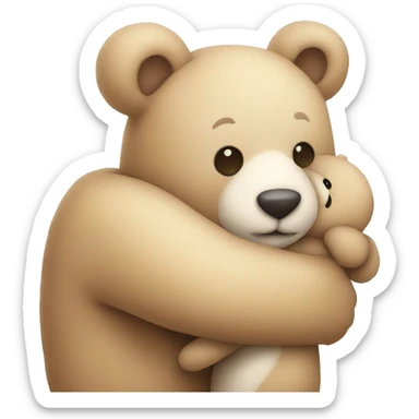 stuffed bunny and bear hugging sticker