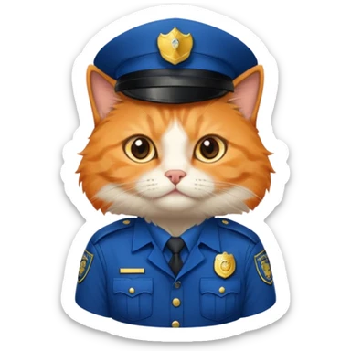 oranh fluffy cat - police officer sticker
