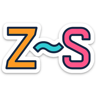 sharp tech-inspired icon style of the letters 𝒁~𝑺, angular lines, no background sticker