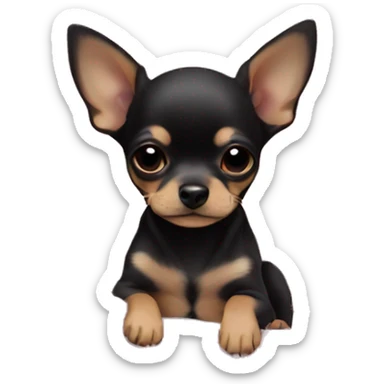 black & tan chihuahua puppy sleeping with a pink blanket  sticker