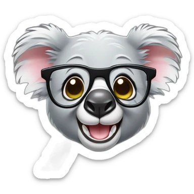 winking koala with glasses and crooked teeth sticker