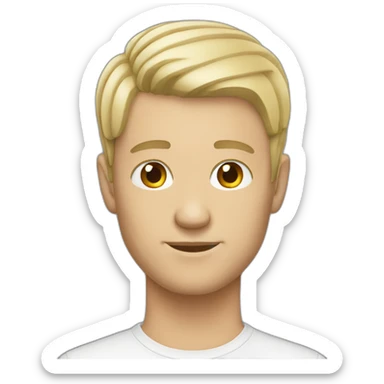 white male with a 2 block middle part haircut sticker