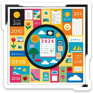 An extremely detailed lifestyle vision board collage for the year 2026. sticker