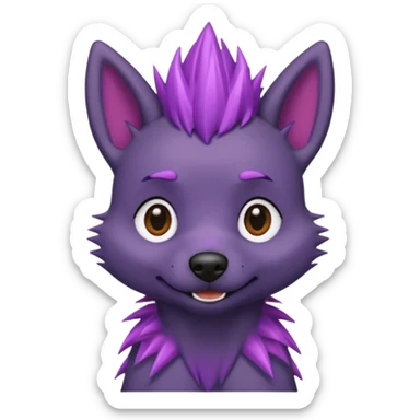 purple spiky haired dog sticker