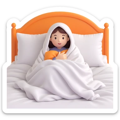 cozy sleep under a blanket in a bed scene, no face visible, focus on warmth and comfort sticker