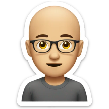  a bald Asian young boy student, in glasses, very confused.  sticker