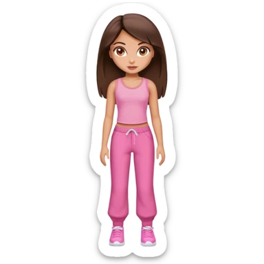Tan brunette girl who looks like a bratz doll wearing all pink sticker
