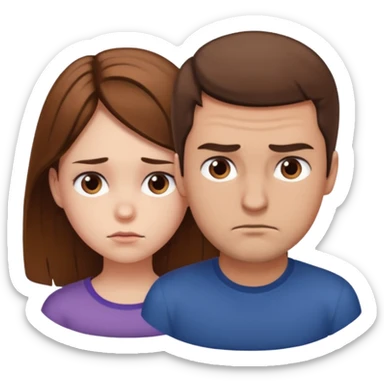 A girl looking down on a man twice his size  sticker