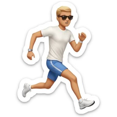 Man trying to catch up to car sticker