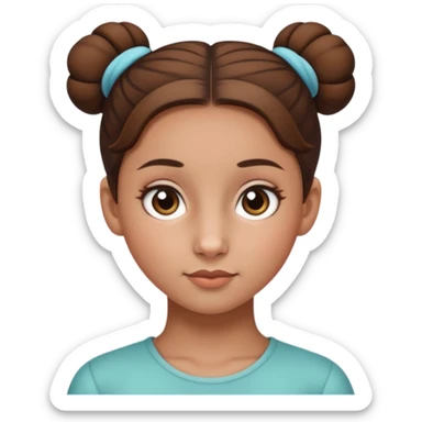 Normal skinned, tiny nosed, brown haired girl with sleek buns sticker