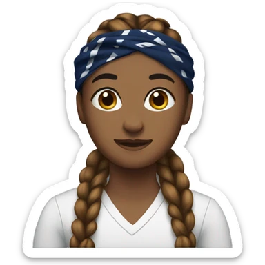 Brown braids with navy blue bandana  sticker