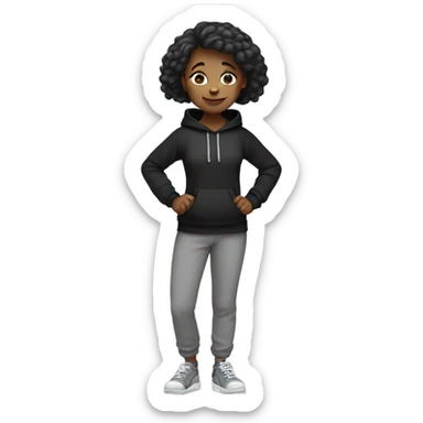 girl standing with thumbs up black hoodie and grey sweatpants sticker