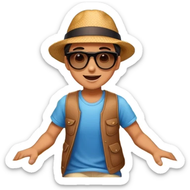 person excitedly going to an amusement park, with a roller coaster or ferris wheel in the background sticker