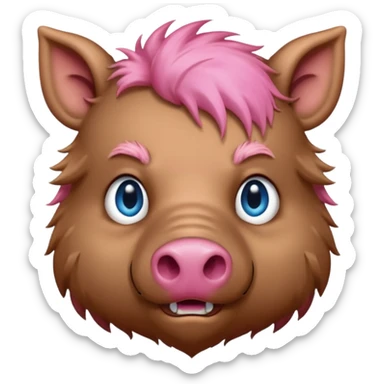 boar face, blue eyes, pink nose sticker