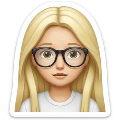 blonde girl with long hair and white glasses sticker
