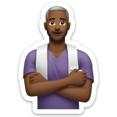 Man injecting vaccine sticker