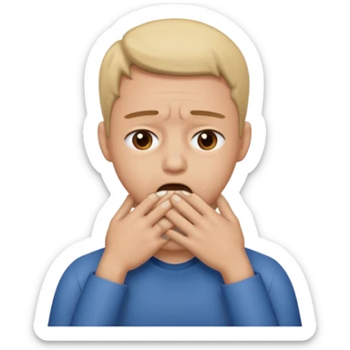 Person upset with their hands over their throat sticker