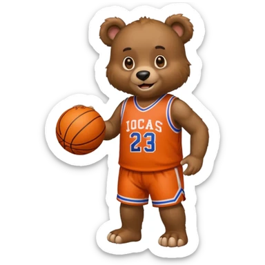 Bear with full body and wearing basketball Jersey sticker