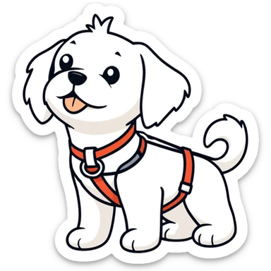Maltese dog guiding a blind person  sticker
