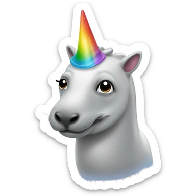 seal unicorn with a rainbow horn sticker
