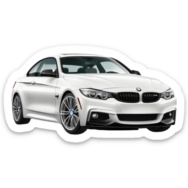 2016 white bmw 4 series with a black splitter and a small black fin  sticker