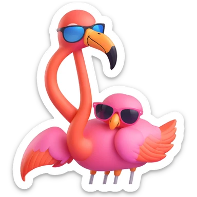 flamingo with sunglasses, different pose sticker