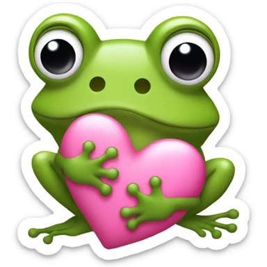 frog with pink hearts sticker