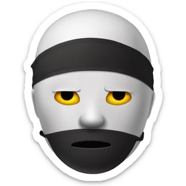 Sad face behind happy face mask sticker