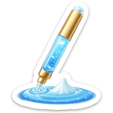 Slim blue Differin Gel tube with white cap and golden glow around the “GEL” label. Floating in a soft blue aura with tiny glowing stars and clear orbs spiraling upward. Emits a focused beam of clarity magic, like a blemish-banishing spell sealed in a sleek, futuristic wand. sticker