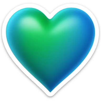 Heart in blue mixed with green colour sticker