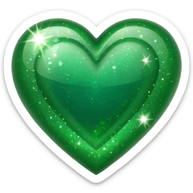 Green Heart with green sparkles sticker