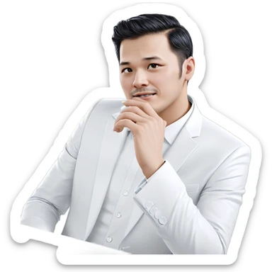 sophisticated man in white suit sticker