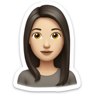 white women with long straight dark brown hair sticker