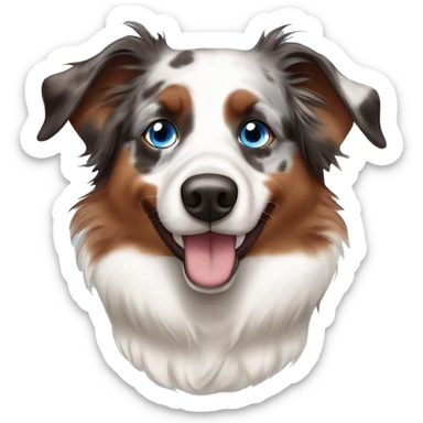 Red Merle Australian Shepherd with one eye brown and the other blue sticker