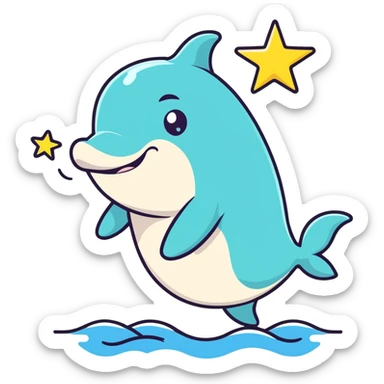 Dolphin crying holding a star sticker