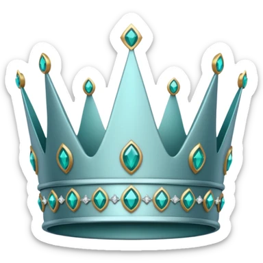 silver feminine crown with teal gems sticker
