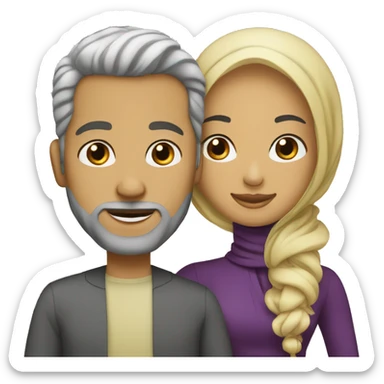 Woman hijab with white husband wavy hair sticker